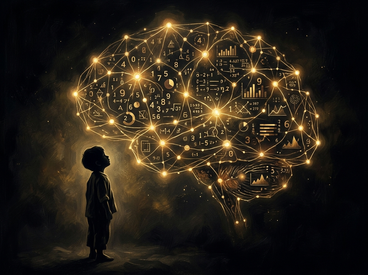 Conceptual representation of the children of the future and AI